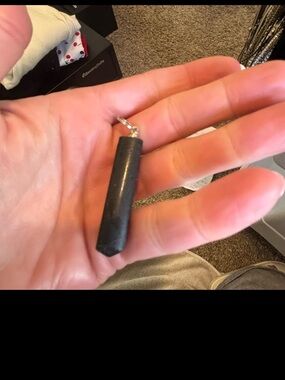 Black Hex Prism Pendant Charm